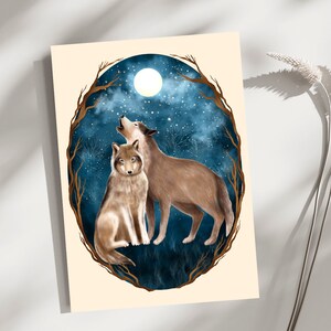 Carte couple loup, carte de Saint-Valentin, carte de voeux de couple d'animaux, cadeau d'anniversaire de mariage, pour partenaire petite amie petit ami mari femme