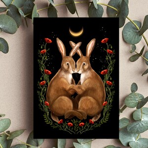 Kaart haaspaar, Valentijnsdagkaart, wenskaart dierenpaar, huwelijksverjaardagscadeau, voor partner vriendin vriend echtgenoot echtgenoot