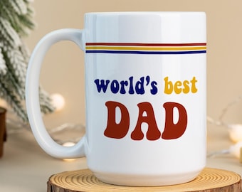 Personalized World’s Best Dad Mug, Retro 70s Father's Day Gift, Vintage Dad Coffee Cup, Gift For Men, Custom Dad Gift, Custom Colleague Gift