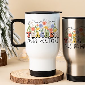 Personlig resemugg för lärare, personlig lärarmugg, lärarpresent, isolerad kaffemugg, personlig resemugg, present till lärare