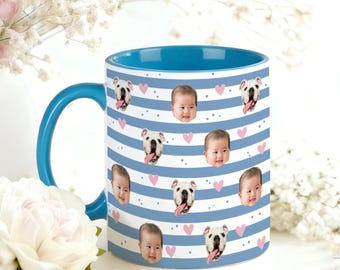 Personalisierte Fototasse für Mama, individuelle Kaffeetasse mit Gesichtern für neue Mama, Babypartygeschenk, erste Mama Geschenk, Muttertagsgeschenk