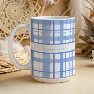 Tazza da caffè in ceramica con nome personalizzato, effetto acquerello, regalo minimalista per lei, tazza a righe in stile ceramica.