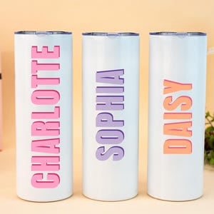 Personalized Name Tumbler, Custom Skinny Tumbler Cup with Straw, Custom Name Gift, Gifts for Her, Vacation Girls Trip Bachelorette
