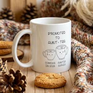 Tazza da tè personalizzata per la zia, regalo personalizzato per la rivelazione del sesso del bambino, tazza per annunciare la nascita di una zia.