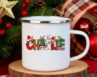 Personalized Kids Name Mug, Christmas Hot Chocolate Mug for Kids, Stainless Steel Cup, Festive Holiday Drinkware,Perfect Christmas Gift Idea