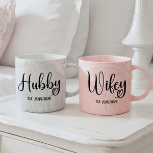 Canecas personalizadas Sr. Sra., conjunto de canecas de café personalizadas para casal, ideia de presente única para amantes de café, presente de noivado para noivos e esposas