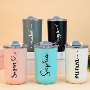 Personalized Tumbler with Lid, Bridesmaid Proposal, Custom Wine Tumbler, Stainless Steel Water Bottle, Bride Party Supply, Bridesmaid Gift