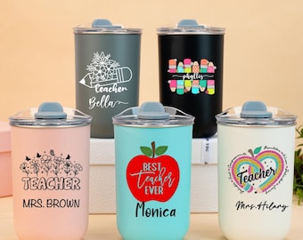 Personalized Teacher Gift, Custom Wine Tumbler with Name, Thank You Gift Insulated Travel Mugs, Iced Coffee Cup, Teacher Appreciation Gift