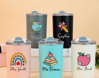 Personalized Tumbler Gift for Teacher, Custom Stainless Steel Tumbler with Name, Coffee Cup, Teacher Appreciation Gifts, Thank You Gifts
