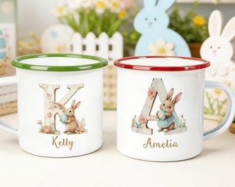 Mug de Pâques personnalisé, prénom et initiales personnalisées, cadeau de fête de Pâques pour enfants