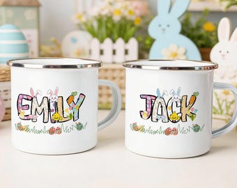 Personalized Kids Name Mug, Easter Gift Mug for Kids, Stainless Steel Cup, Festive Holiday Drinkware, Perfect Easter Bunny Gift Idea