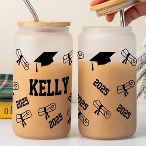 Bicchiere Per Laureata In Vetro Con Portabicchiere - Regalo Divertente Per Festeggiare - Foto 4