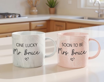 Cadeau de fiançailles personnalisé, mugs imprimés pour elle et lui, future maman, un porte-bonheur, mugs en marbre, mug future mariée, ensemble ou mug individuel