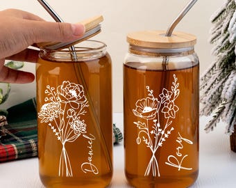 Personalized Teacher Tumbler, Birth Flower Iced Coffee Cup, Teacher Appreciation Gift, Thank You Teacher Gift, Christmas Gifts for Teacher