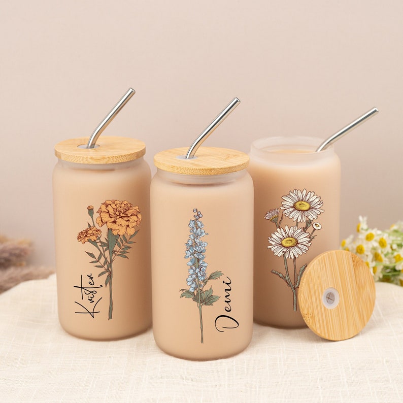 Personalized Birth Flower Tumbler, Custom Sister Gifts for Birthday