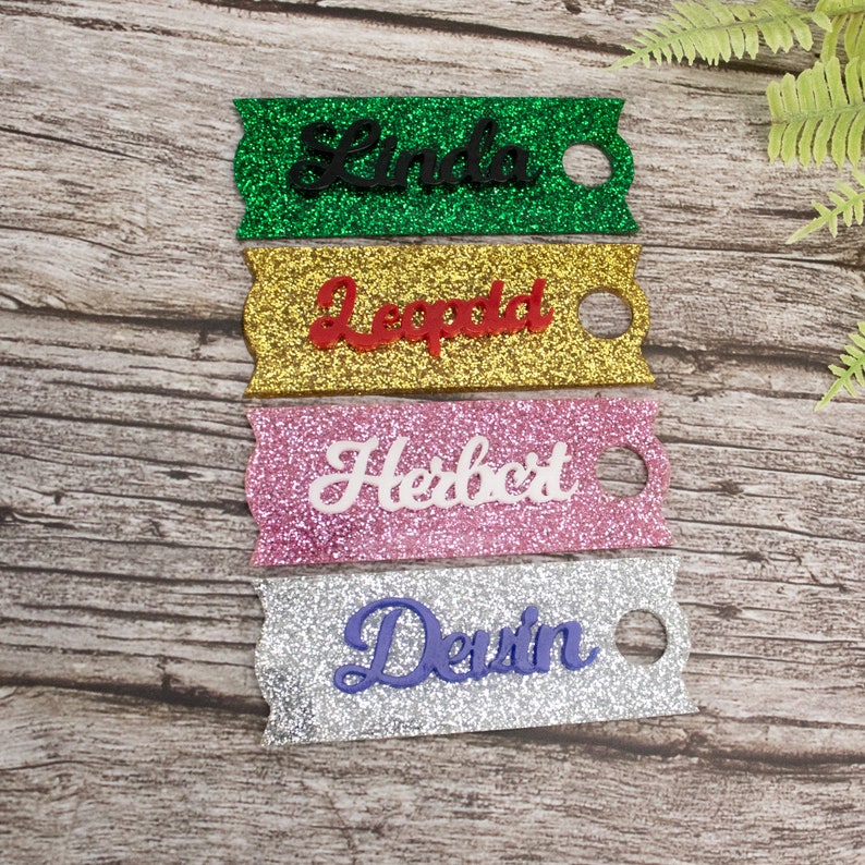 Personalized Glitter Tumbler Name Plate, Glitter Marble Color Gift for Mothers,Custom Tag,Personalized Gift for Her,Gift for Mom Name Plate image 4