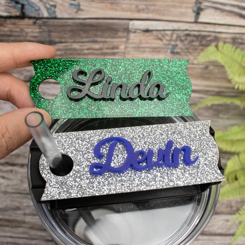 Personalized Glitter Tumbler Name Plate, Glitter Marble Color Gift for Mothers,Custom Tag,Personalized Gift for Her,Gift for Mom Name Plate image 2