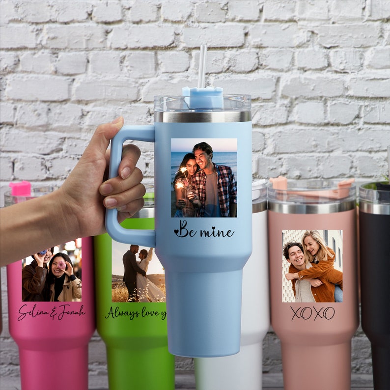 Custom 40oz Tumbler with Photo, 40oz Cup with Custom Photo, Valentines Gift, Personalized Photo Gift, Gift for Mother, Mothers Day Gift image 2