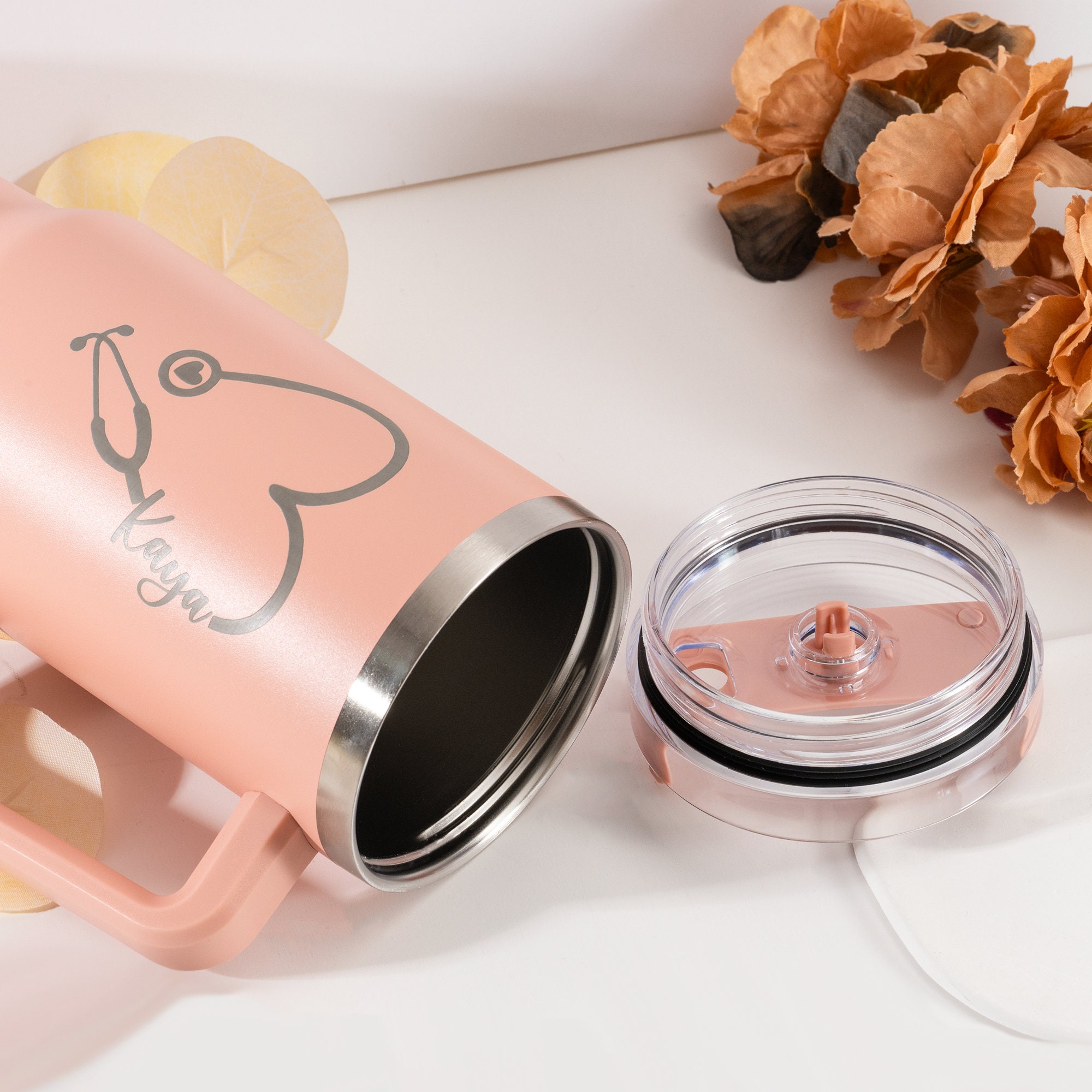 Personalized Nurse Tumbler, Engraved Travel Cup with Straw & Lid - Ideal Gift for Healthcare Workers