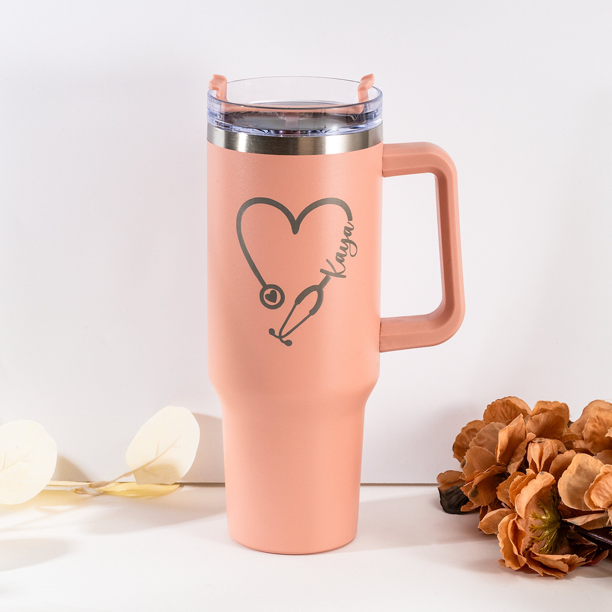 Personalized Nurse Tumbler, Engraved Travel Cup with Straw & Lid - Ideal Gift for Healthcare Workers