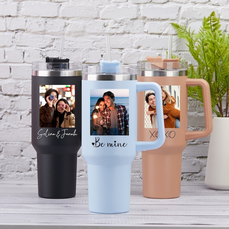 Custom 40oz Tumbler with Photo, 40oz Cup with Custom Photo, Valentines Gift, Personalized Photo Gift, Gift for Mother, Mothers Day Gift image 3