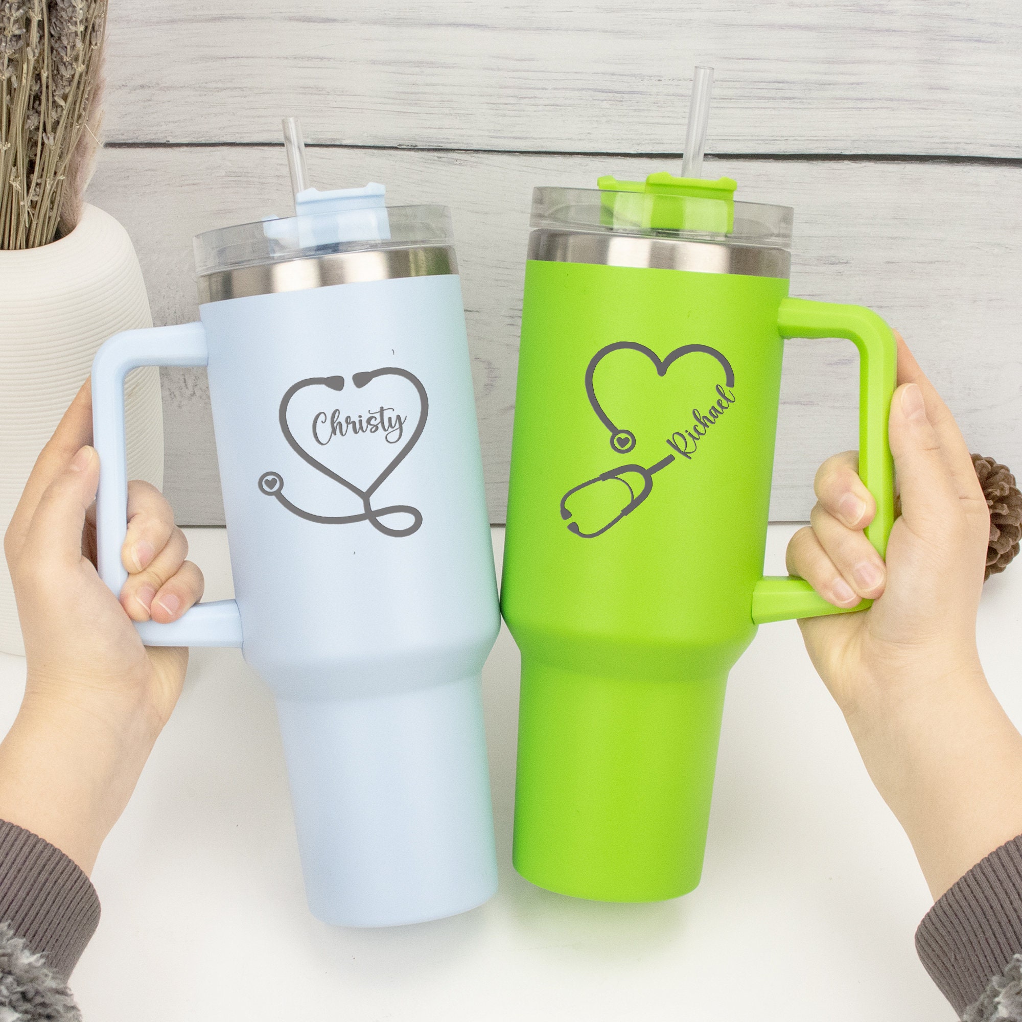 Personalized Nurse Tumbler, Engraved Travel Cup with Straw & Lid - Ideal Gift for Healthcare Workers