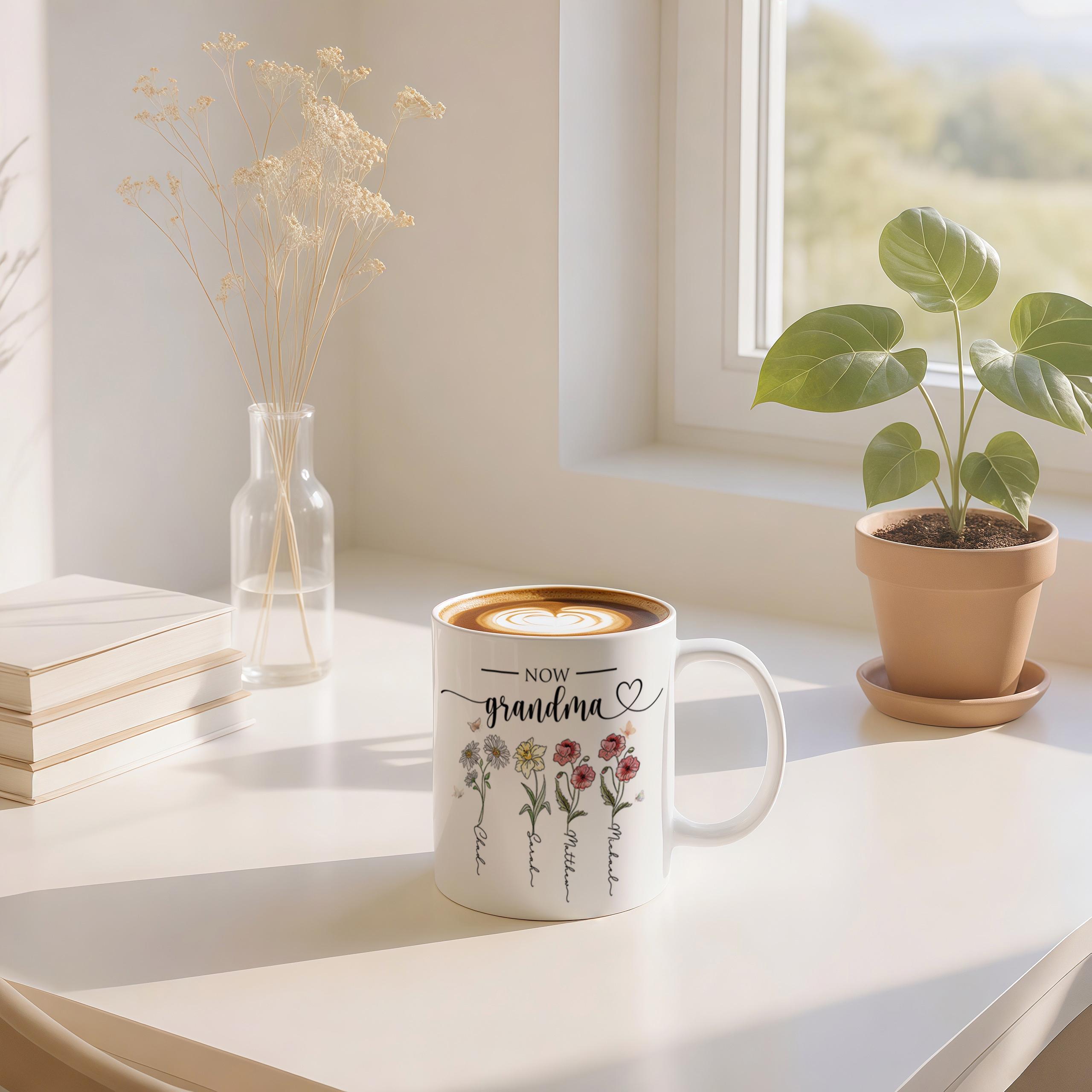 First Mom, Now Grandma Garden Gift, Personalized Mom Grandma Garden Mug ...