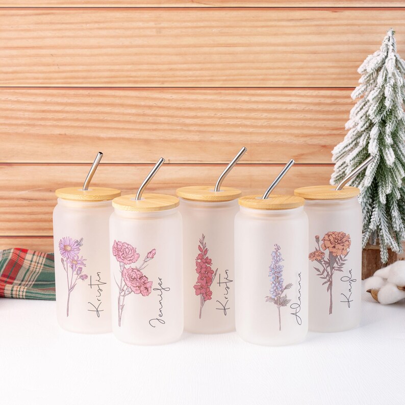 Personalized Birth Flower Tumbler, Custom Sister Gifts for Birthday