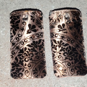 Colorful Copper Rectangle Earring Components with Black Lace Overlay, Hand-Crafted Jewelry Charms, Handmade Jewelry Components
