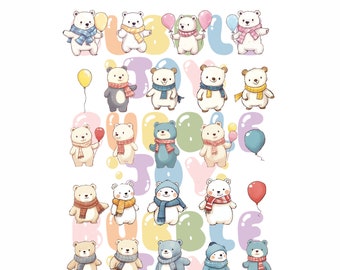 Cute Teddy Bear Sticker Set Digital File [PNG]