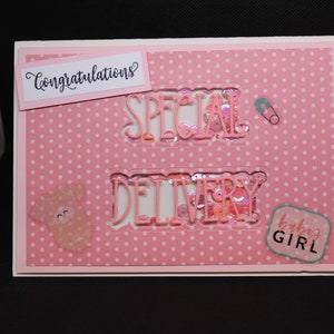 Carte de voeux faite main Welcome Baby - Livraison spéciale - Fille