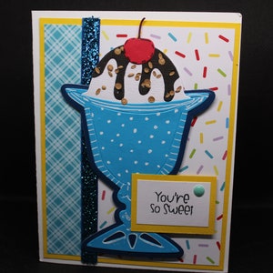 Carte de voeux faite main toutes occasions - Coupes glacées sucrées