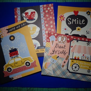 Ensemble de 4 cartes de voeux faites main toutes occasions « Sourire Disney »