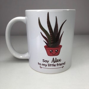 Coffee Mug With Aloe Vera Design, Cute Plant Funny Pun Design, Unique Gift For Friend, 12 oz Ceramic Cup