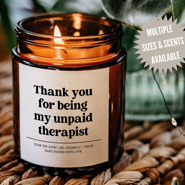 Thank You for Being My Unpaid Therapist, Funny Best Friend Gift, Funny Candles, Gifts for Her, Coworker Gift, Funny Gifts, Christmas Gift