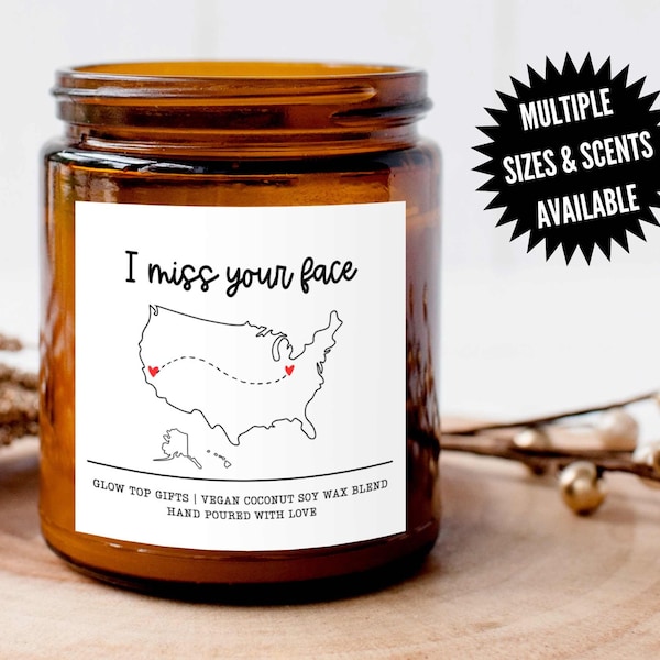 I Miss Your Face Candle, I Miss You Gift, Long Distance Valentine's Day Gift, State to State Gift, States Gift, Long Distance Custom Gift