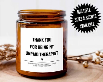 Thank You for Being My Unpaid Therapist, Funny Best Friend Gift, Funny Candles, Gifts for Her, Coworker Gift, Funny Gifts, Christmas Gift