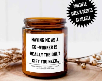 Funny Co-Worker Gift, Gift for Coworker, Scented Jar Candle Gift, Sarcastic CoWorker Gift, Birthday Gift for Coworker, Christmas Gift