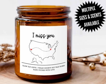 I Miss You Candle, I Miss You Gift, Long Distance Valentine's Day Gift, State to State, States Gift, Long Distance Friendship, Custom Gift