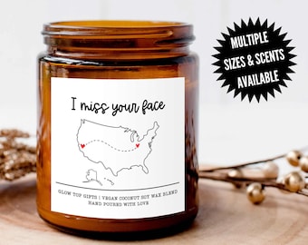 I Miss Your Face Candle, I Miss You Gift, Long Distance Valentine's Day Gift, State to State Gift, States Gift, Long Distance Custom Gift