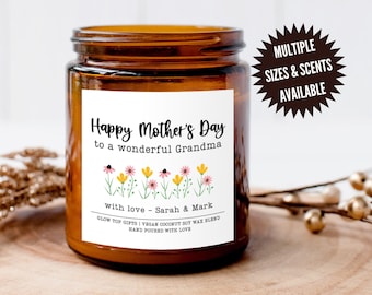 Moederdagcadeau voor oma, aangepast cadeau voor oma, gepersonaliseerde Moederdagkaars voor oma, cadeau voor oma, oma Moederdag