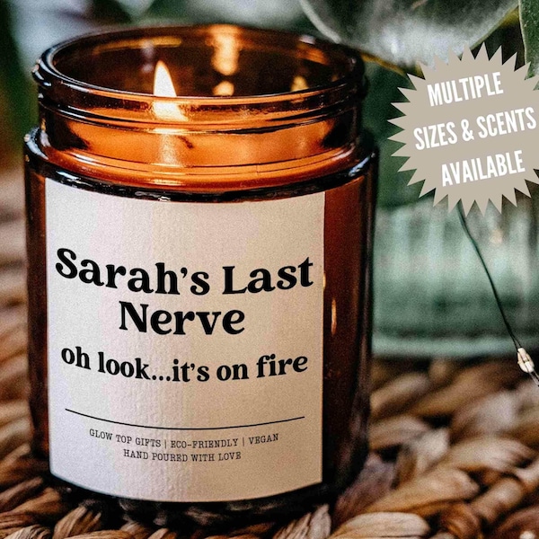 Vela "Último Nervio", Vela Divertida, Regalo de Vela Personalizada, Vela con Nombre Personalizado, Regalo Divertido, Regalo para Mamá, Regalo para Mejores Amigos, Regalo para Ella