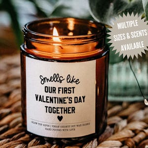 Valentines Gift For Him, Smells Like Our First Valentine&#39;s Day Gift, Valentine Candle, Vday Gifts For Him, Valentines Gift for Boyfriend