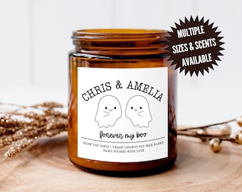 Personalized Halloween Couple Candle, Custom Halloween Gift, Custom Fall Candle, Cute Ghost Candle, Gift for Boyfriend, Gift for Girlfriend