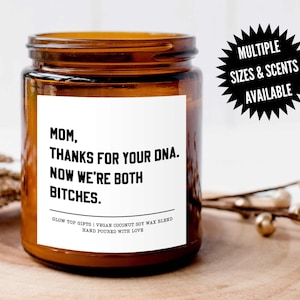 Mamá gracias por tu ADN, regalo divertido para el Día de la Madre, vela de cumpleaños para mamá, regalo para mamá de su hija, velas divertidas para mamá, el mejor regalo para mamá.