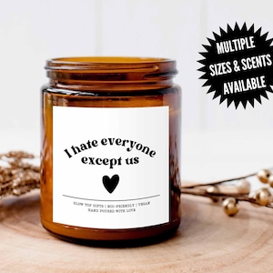 I Hate Everyone Except Us Funny Candle for Best Friend Birthday, Best Friend Gifts, Gifts for Besties, Best Friend Birthday Gift for Her