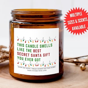Secret Santa Candle Gift for Her, Custom Secret Santa Gifts, Stocking Stuffer Gift, Funny Christmas Gifts Santa Candle, Personalized Gift