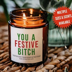 Grappige kerstkaars cadeau voor haar, jij een feestelijke teefkaars, grappig kerstcadeau, kerstkaars, gunst kerstfeest, cadeau voor BFF