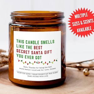 Secret Santa Candle Gift for Her, Custom Secret Santa Gifts, Stocking Stuffer Gift, Funny Christmas Gifts Santa Candle, Personalized Gift