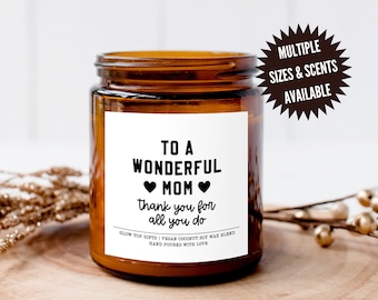 Candle Gift for Mom for Mother's Day, Soy Candle, Thanks Mom Candle, Gift from Daughter, Mom Birthday Gift, Mother's Day Gift for Mom